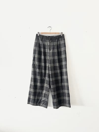 【美品】FLORENT　ウールチェックタックパンツ　グレー 画像1