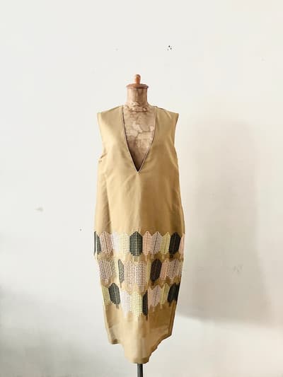 【美品】mina perhonen　forest candy　ワンピース　Vネックドレス　サイズ40　 画像1