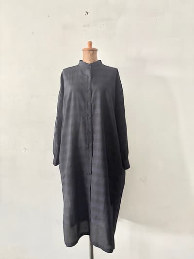 maison de soil　ウールシルク　バンドカラー　ロングシャツ ワンピース 画像1