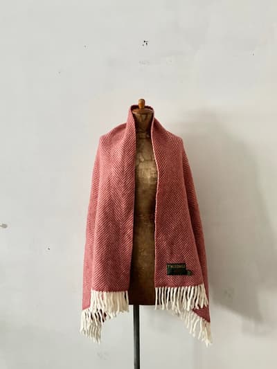 TWEEDMILL　ヘリンボーン　ブランケット　レッド　 画像1