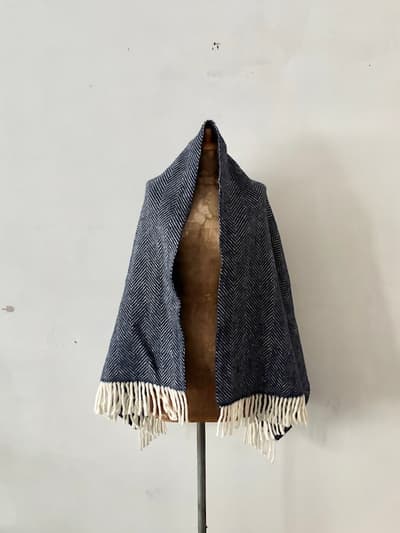 TWEEDMILL　ヘリンボーン　ブランケット　ブルー　 画像1