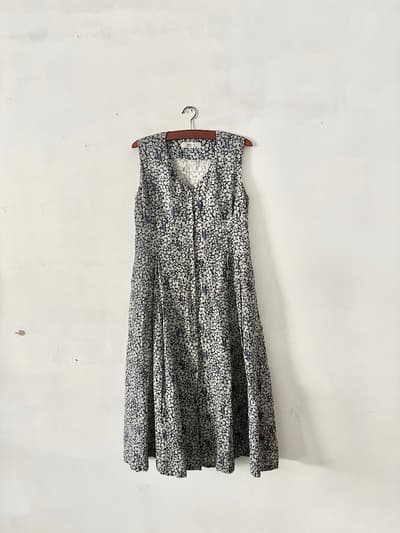 【定価5.1万】 Lisette 　ロブ・グロゼイユ1 　リネンプリントノースリワンピース 38　　 画像1