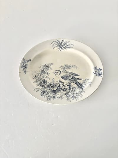 NIKKO　IRONSTONE　オーバルプレート　鳥　ヒビあり　 画像1