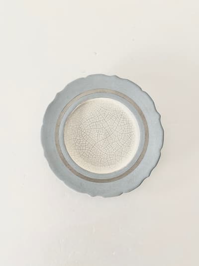 【美品】原稔　シアン　リム皿　18.5cm　② 画像1