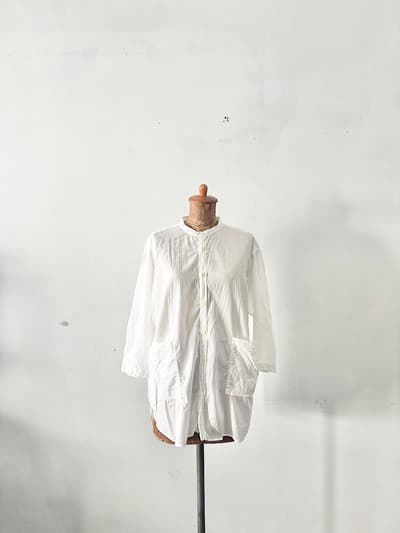 NATURAL LANDRY　バンドカラーシャツ　綿麻　サイズ2　白 画像1