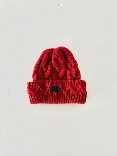 CA4LA　ケーブル　ニットキャップ　赤　ウール　アクリル　 画像1