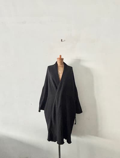 MidiUmi　コットン　裏起毛　羽織　コート　黒　 画像1