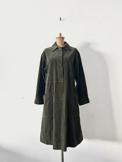 MHL　DRY COTTON NEEDLECORD　コーデュロイワンピース　サイズ1 　Khaki 画像1
