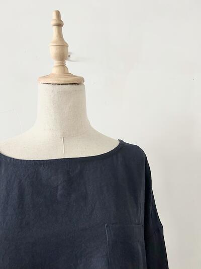 【美品】Gauze#  リネン プルオーバー　ネイビー 画像2