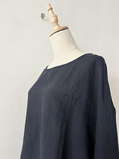 【美品】Gauze#  リネン プルオーバー　ネイビー 画像6