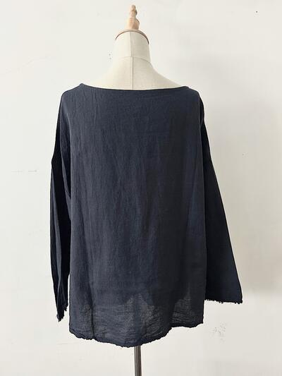 【美品】Gauze#  リネン プルオーバー　ネイビー 画像7