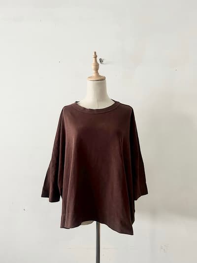 【美品】45R　BIG T-SHIRT　ブラウン　コットン　サイズ0 画像1