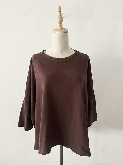 【美品】45R　BIG T-SHIRT　ブラウン　コットン　サイズ0 画像2