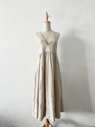 【美品】Alaris スクイードエプロンワンピース　リネン 画像1