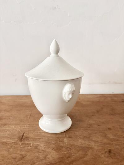 フランスアンティーク 白磁 マスカロン装飾 蓋付ポット 希少 20.5cm 画像5
