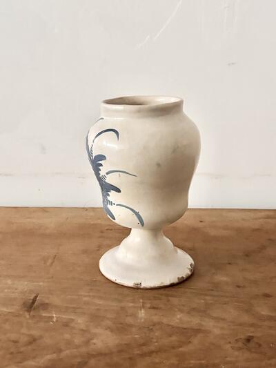 フランス アンティーク 花瓶 蓋なし 薬瓶 ポット ブルー リース文様 16cm 画像5