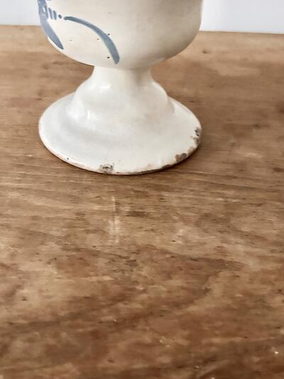 フランス アンティーク 花瓶 蓋なし 薬瓶 ポット ブルー リース文様 16cm 画像6