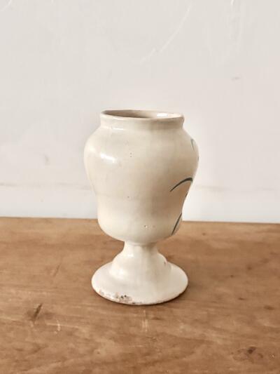 フランス アンティーク 花瓶 蓋なし 薬瓶 ポット ブルー リース文様 16cm 画像7