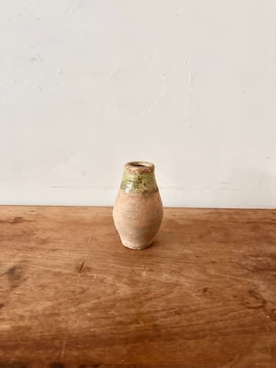 フランスアンティーク 土器のボトル 花瓶 口元緑釉 19世紀 テラコッタ 画像1