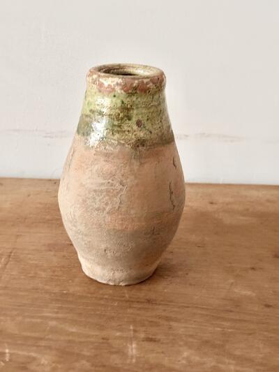 フランスアンティーク 土器のボトル 花瓶 口元緑釉 19世紀 テラコッタ 画像4