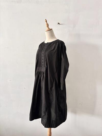 【未使用】Gasa* ガサ コットン ピンタックワンピース ブラック 日本製 Fサイズ 画像4