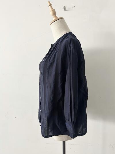 【美品】FANEUIL  ドビーストライプ ギャザー ブラウス 画像5