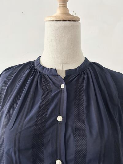 【美品】FANEUIL  ドビーストライプ ギャザー ブラウス 画像8