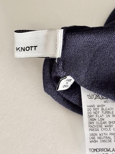 【美品】KNOTT ノット シルク混 フロントリボンカーディガン ネイビー 1 画像6