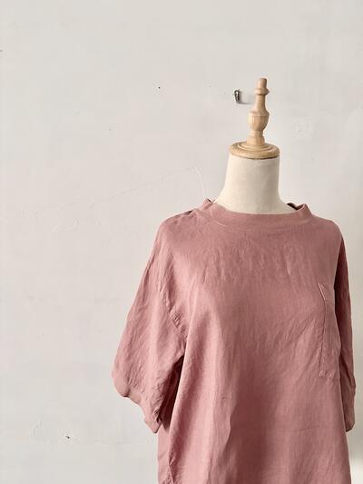 【美品】RINEN リネン100% 5分袖 プルオーバー カットソー 画像2