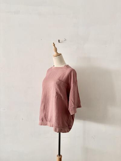 【美品】RINEN リネン100% 5分袖 プルオーバー カットソー 画像3