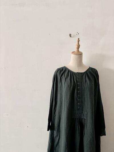 【未使用】定価約6万円　GASA ガサ リネン100% ギャザーワンピース 画像2