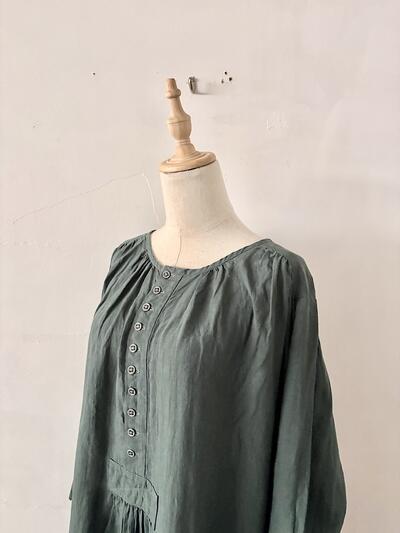 【未使用】定価約6万円　GASA ガサ リネン100% ギャザーワンピース 画像3