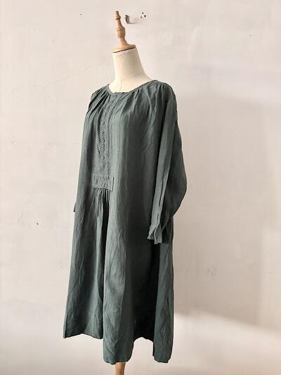 【未使用】定価約6万円　GASA ガサ リネン100% ギャザーワンピース 画像4