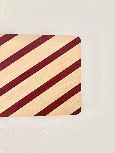 【美品】木工作家・渡邊浩幸　寄木トレー 縞模様（12cm ・ 22cm） 画像4