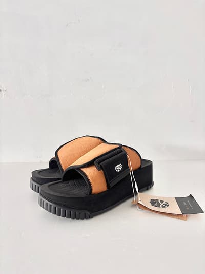 【未使用】SHAKA シャカ X-PACKER COWHAIR 厚底スライドサンダル ハラコ ベージュ 画像1