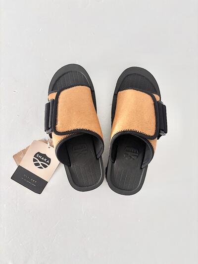 【未使用】SHAKA シャカ X-PACKER COWHAIR 厚底スライドサンダル ハラコ ベージュ 画像2
