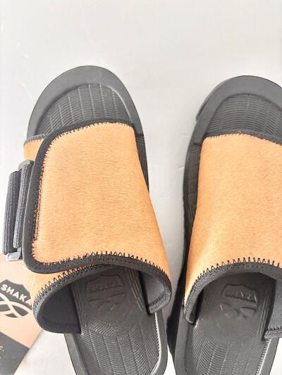 【未使用】SHAKA シャカ X-PACKER COWHAIR 厚底スライドサンダル ハラコ ベージュ 画像3