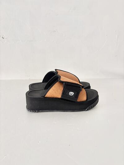 【未使用】SHAKA シャカ X-PACKER COWHAIR 厚底スライドサンダル ハラコ ベージュ 画像8