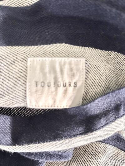 TOUJOURS トゥジュー リネン ボーダー トートバッグ グレー・ネイビー 画像5