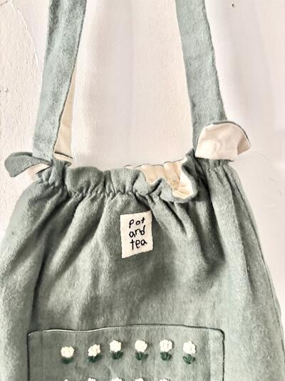 pot and tea  起毛リネン小花刺繍バッグ 画像3