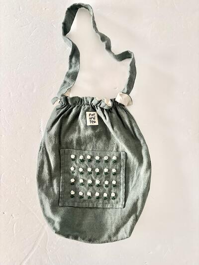 pot and tea  起毛リネン小花刺繍バッグ 画像4