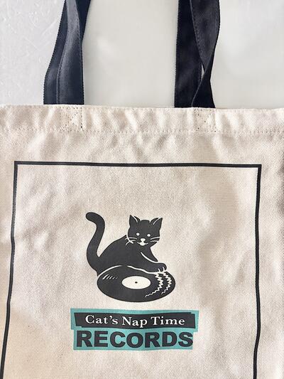 【美品】afternoontea Cat's NapTime RECORDS ネコ柄 トートバッグ 生成り 画像5