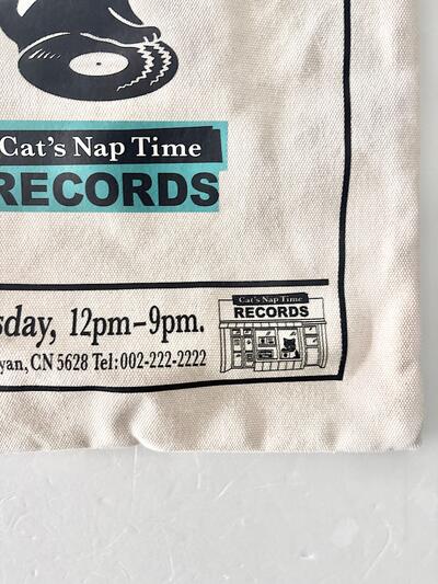 【美品】afternoontea Cat's NapTime RECORDS ネコ柄 トートバッグ 生成り 画像7