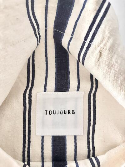 TOUJOURS トゥジュー たてストライプ トートバッグ 白・ネイビー 画像7
