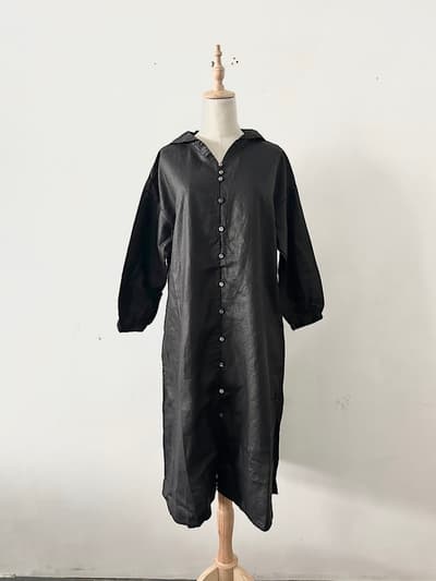 【未使用】Gauze# リネンオイルコーティング セーラーカラーワンピース 画像1
