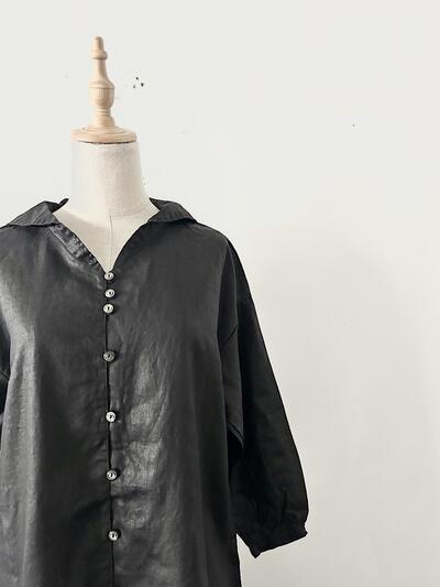 【未使用】Gauze# リネンオイルコーティング セーラーカラーワンピース 画像2