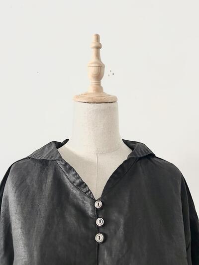 【未使用】Gauze# リネンオイルコーティング セーラーカラーワンピース 画像3