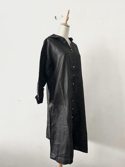 【未使用】Gauze# リネンオイルコーティング セーラーカラーワンピース 画像4
