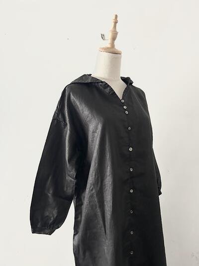 【未使用】Gauze# リネンオイルコーティング セーラーカラーワンピース 画像5