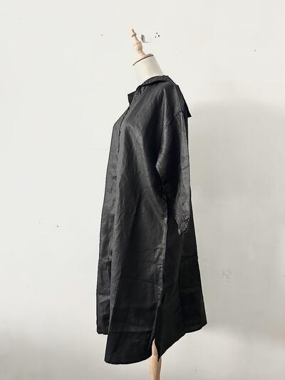 【未使用】Gauze# リネンオイルコーティング セーラーカラーワンピース 画像6